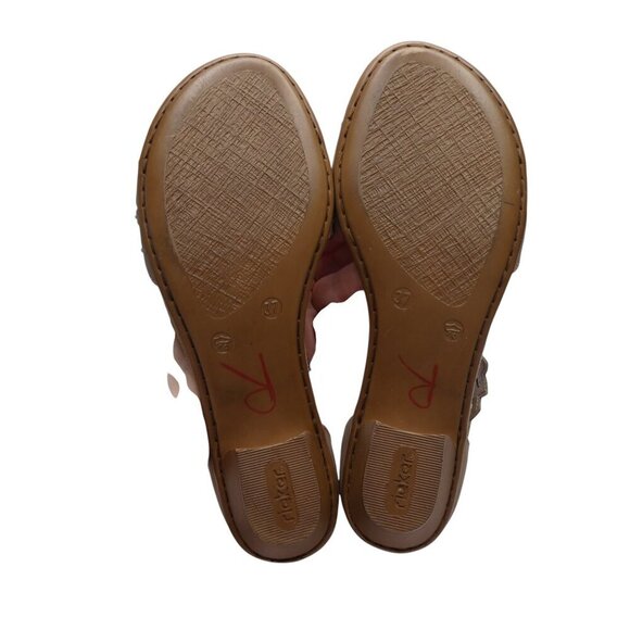 Reiker Rabea Taupe Leather Jeweled Open Toe Ankle Cuff Sandals Womens 37 US 7 - Picture 12 of 13